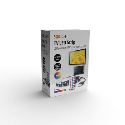Solight LED RGB pásek pro TV, 2x 50cm, USB, vypínač, dálkový ovladač