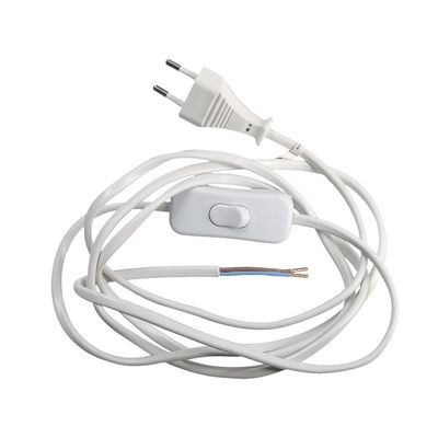 Solight flexo kabel, 2m, 2 x 0,75mm2, bílá, plochá, vypínač