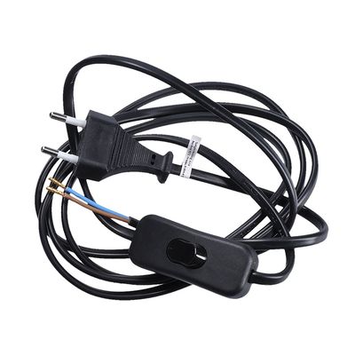 Solight flexo kabel, 2m, 2 x 0,75mm2, černá, plochá, vypínač
