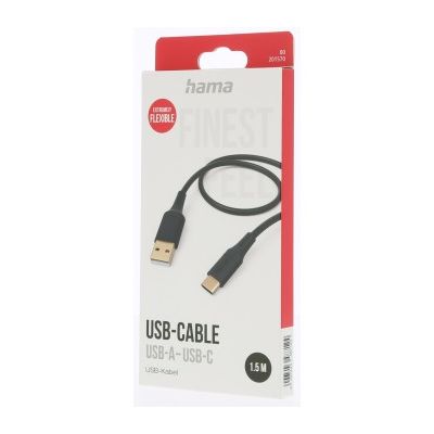 Hama kabel USB-C 2.0 typ A-C 1,5 m Flexible, silikonový, černá