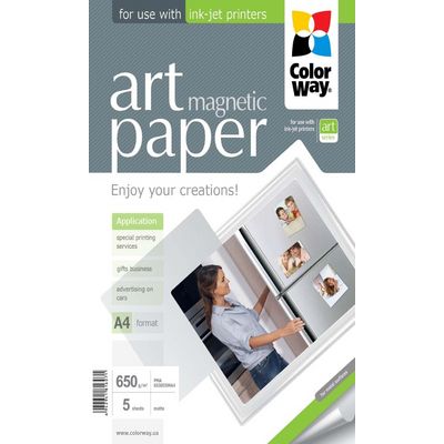 ColorWay fotopapír/ ART matte magnetic 650g/m2, A4/ 5 kusů