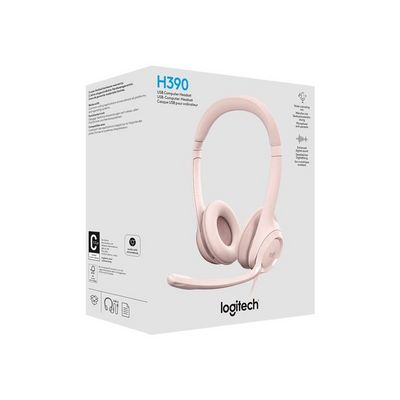 Logitech H390 USB Computer Headset, Rose