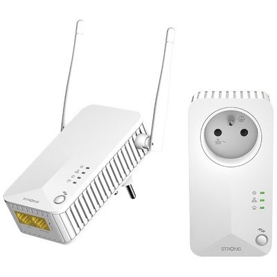 Strong sada 2x adaptérů Powerline WF 600 DUO FR/ Powerline 600 Mbit/s/ Wi-Fi 300 Mbit/s/ 2x LAN/ bílý
