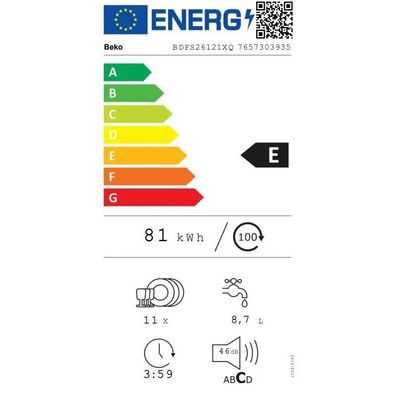 Beko BDFS26121XQ BDFS26121XQ Volně stojící myčka nádobí 45cm