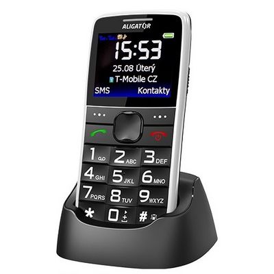 Aligator A675 Senior bílý + stolní nabíječka