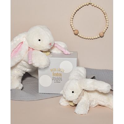Doudou Dárková sada - Plyšový králíček pink 30 cm