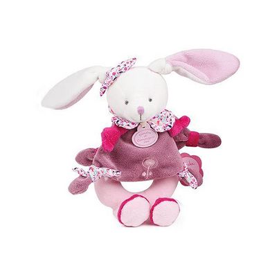 Doudou Dárková sada - Plyšové chrastítko králíček 19 cm