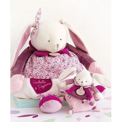 Doudou Dárková sada - Hudební hračka růžový králíček 17 cm