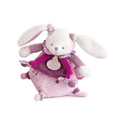 Doudou Dárková sada - Hudební hračka růžový králíček 17 cm