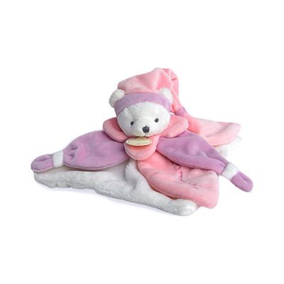 Doudou Dárková sada - plyšový muchláček růžový medvídek 24 cm
