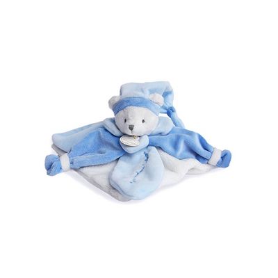 Doudou Dárková sada - plyšový muchláček modrý medvídek 24 cm