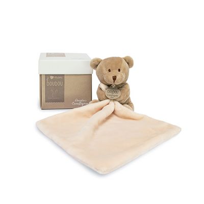 Doudou Dárková sada - medvídek s muchláčkem 10 cm