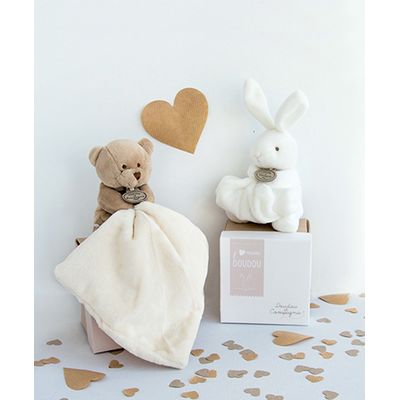Doudou Dárková sada - králíček s muchláčkem 10 cm