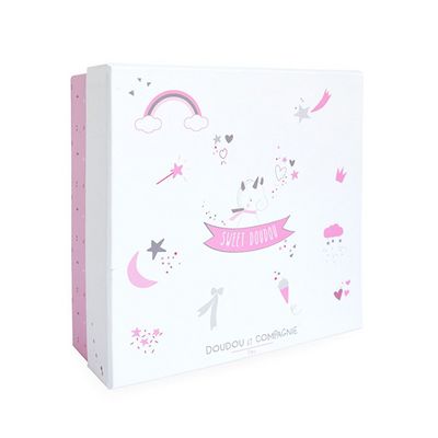 Doudou Dárková sada - plyšový muchláček jednorožec  22 cm