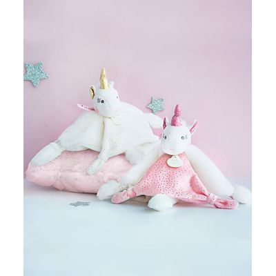 Doudou Dárková sada - plyšový muchláček jednorožec  22 cm