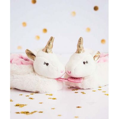 Doudou Dárková sada - Sada botiček s chrastítky jednorožec 0-6 měsíců