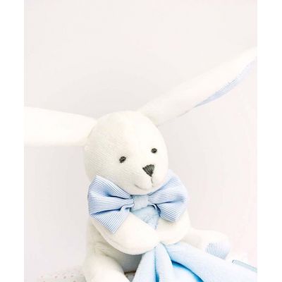 Doudou Dárková sada modrá - králíček s muchláčkem 10 cm