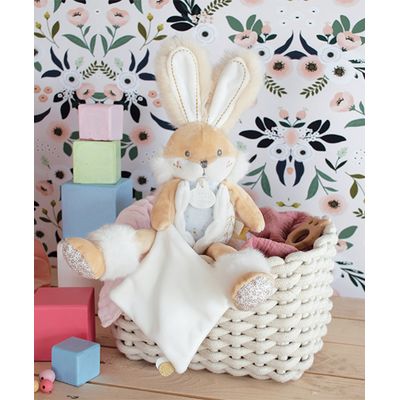 Doudou Dárková sada - plyšový zajíček s dečkou 31 cm béžový
