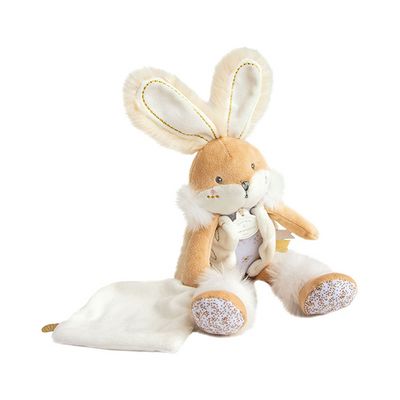 Doudou Dárková sada - plyšový zajíček s dečkou 31 cm béžový