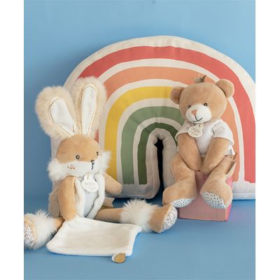 Doudou Dárková sada - plyšový zajíček s dečkou 31 cm béžový