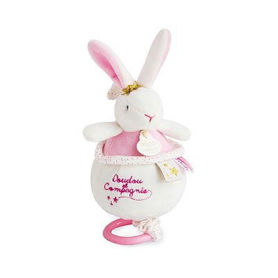 Doudou Dárková sada - Plyšový  růžový králíček hrající melodii 14 cm
