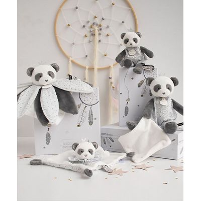 Doudou Dárková sada - plyšový muchláček panda 26 cm