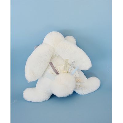 Doudou Dárková sada - Plyšový králíček s bílou bambulkou 25 cm