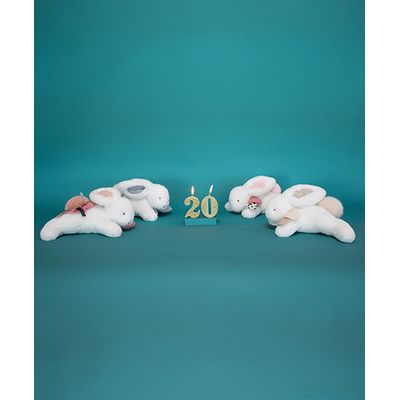 Doudou Dárková sada - Plyšový králíček s bílou bambulkou 25 cm
