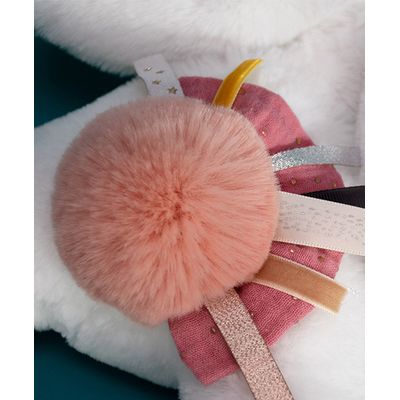 Doudou Dárková sada - Plyšový králíček s tmavě růžovou bambulkou 25 cm