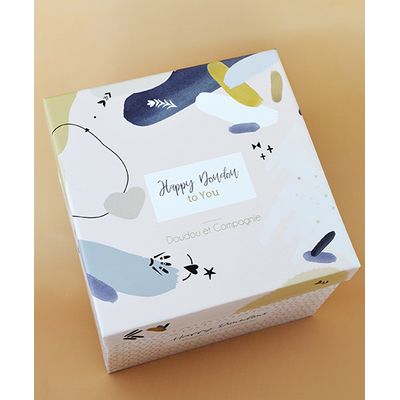 Doudou Dárková sada - Plyšový králíček s béžovou bambulkou 25 cm