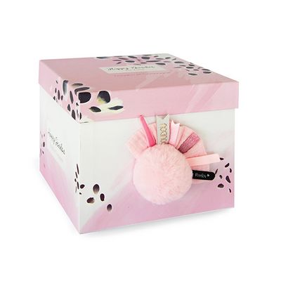 Doudou Dárková sada - Plyšový králíček s růžovou bambulkou 25 cm