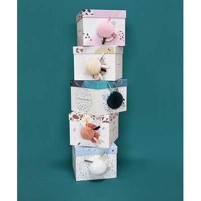 Doudou Dárková sada - Plyšový králíček s růžovou bambulkou 25 cm