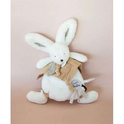 Doudou Dárková sada - Plyšový králíček s muchláčkem 25 cm béžová