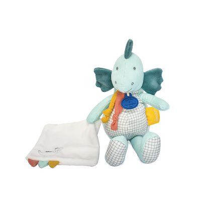 Doudou Dárková sada -  Plyšový dinosaurus s dečkou 25 cm zelený