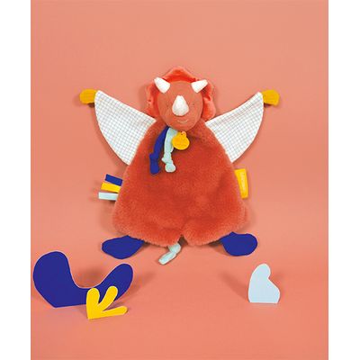 Doudou Dárková sada - Plyšový muchláček dinosaurus oranžový 25 cm