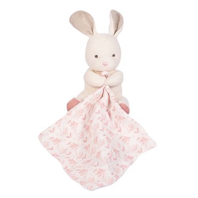 Doudou Dárková sada - Plyšový  králiček s růžovou dečkou z  BIO bavlny 15 cm