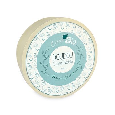 Doudou Dárková sada - Plyšový Ecru králiček s růžovou dečkou z  BIO bavlny 22 cm