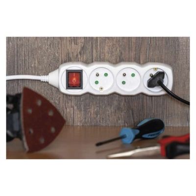 Prodlužovací kabel 7 m / 3 zásuvky / s vypínačem / bílý / PVC / 1,5 mm2
