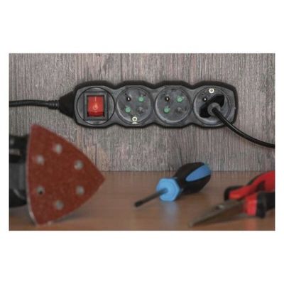 Prodlužovací kabel 5 m / 3 zásuvky / s vypínačem / černý / PVC / 1,5 mm2