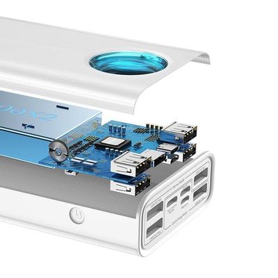 Baseus Amblight powerbanka s digitálním displejem QC 30000mAh Overseas Edition + kabel Type-C/Type-C 65W 1m, bílá
