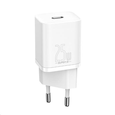 Baseus Super Si rychlonabíječka 1C 25W EU + kabel USB-C/USB-C 3A 1m bílá