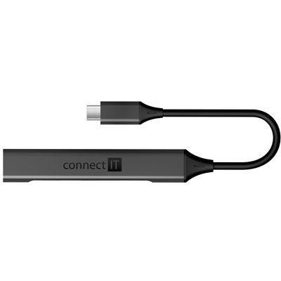 Connect IT USB-C hub, (1xUSB-A 3.0, 3xUSB-A 2.0), externí, antracitový