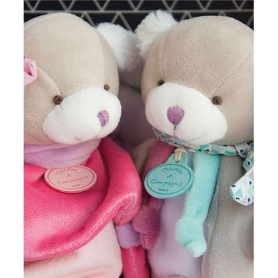 Doudou Plyšový maňásek pejsek růžový 28 cm