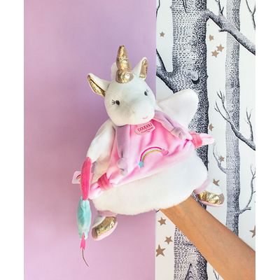 Doudou Plyšový maňuška jednorožec 25 cm