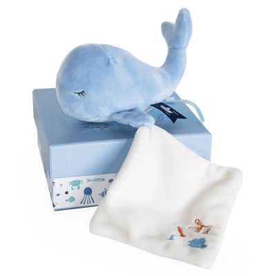 Doudou Dárková sada - Plyšová modrá velryba 15 cm