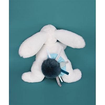 Doudou Dárková sada -  Plyšový králíček s tmavě modrou bambulkou 25 cm