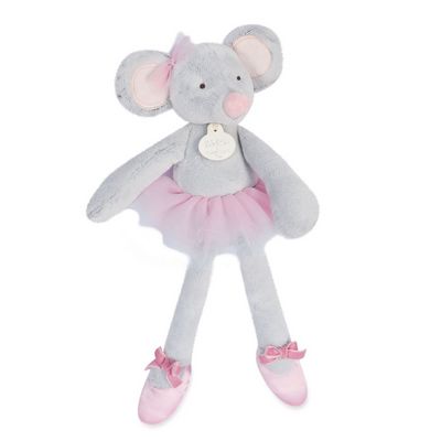Doudou Dárková sada - Plyšová hračka myška šedá balerína 30 cm