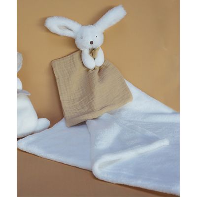 Doudou Dárková sada šťastný králíček pléd a béžový muchláček