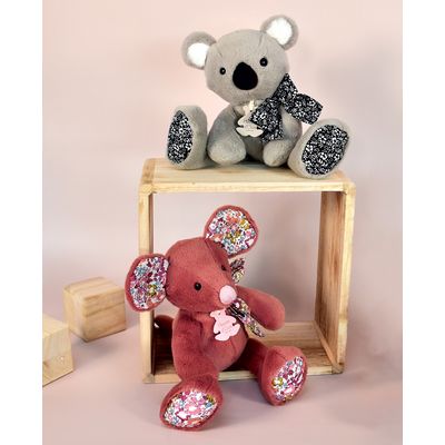 Doudou Histoire d´Ours Plyšová kamarádka tmavě růžová myška 25 cm