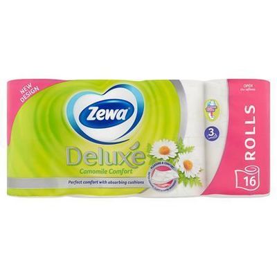 ZEWA Toaletní papír, 3vrstvý, 16 rolí, Deluxe, heřmánek